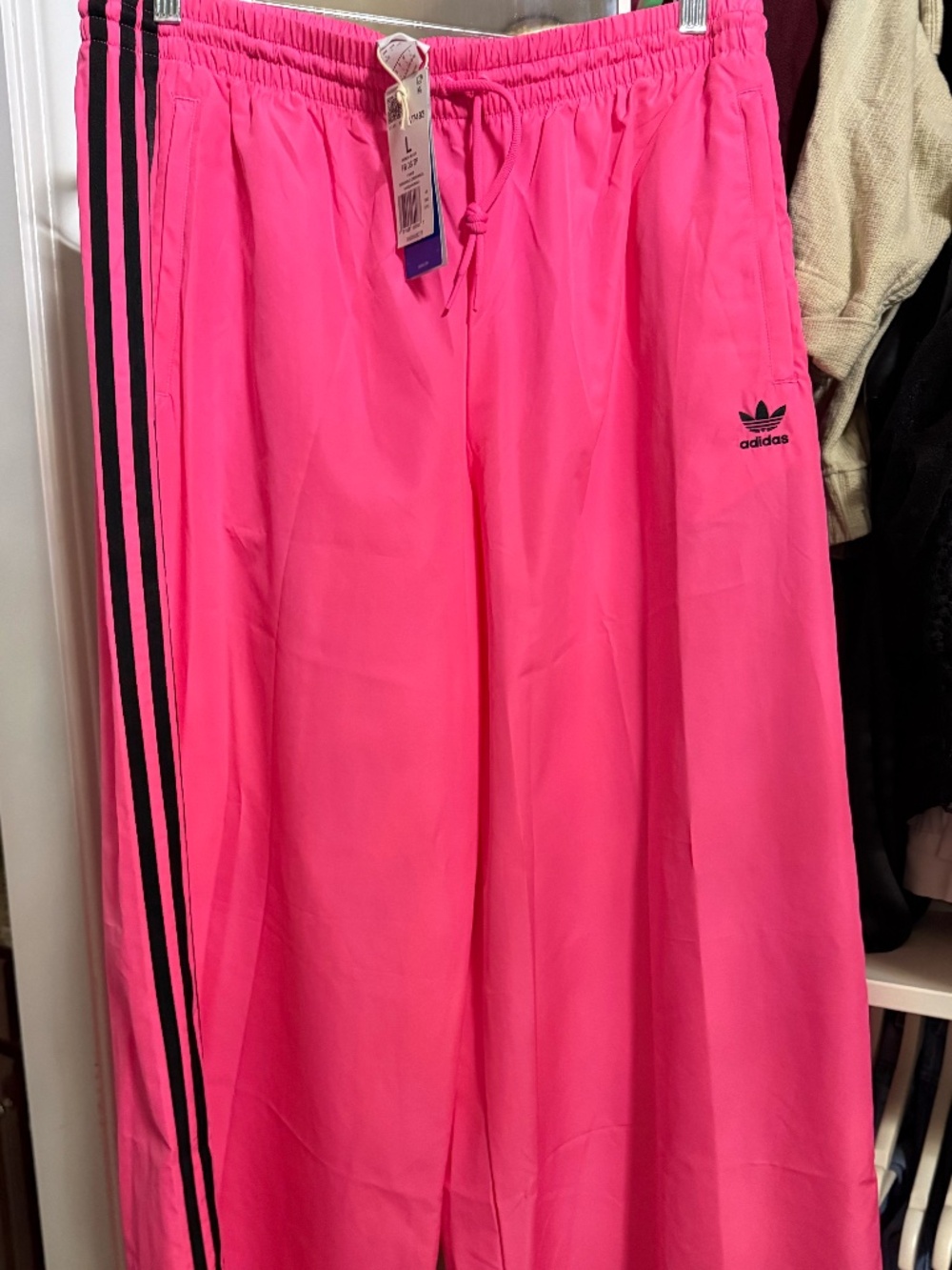 Adidas firebird wide leg Women's Pink track pants size large NWT